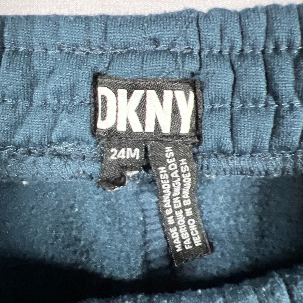 Dkny Outfit Set Kids 24M Blue Plaid Sherpa Lined Hooded Cotton Elastic Waistband
